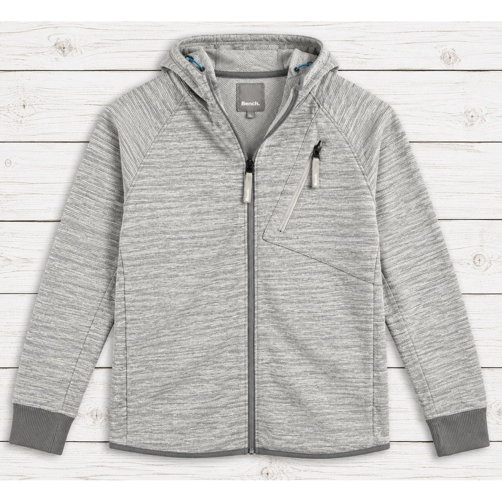 Bench Full Zip Hoodie Gray Textured Thumbhole Athleisure Gorpcore XXL